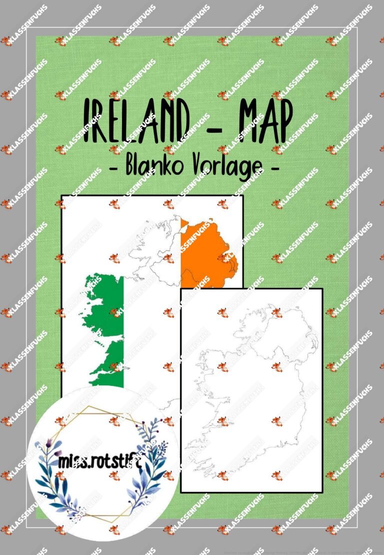 Ireland map – Landkarte – Blanko Vorlage und Shape für eigene Arbeitsblätter